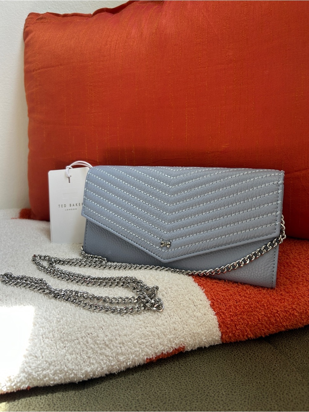 Ted Baker Light Blue Quilted Chain Crossbody Bag